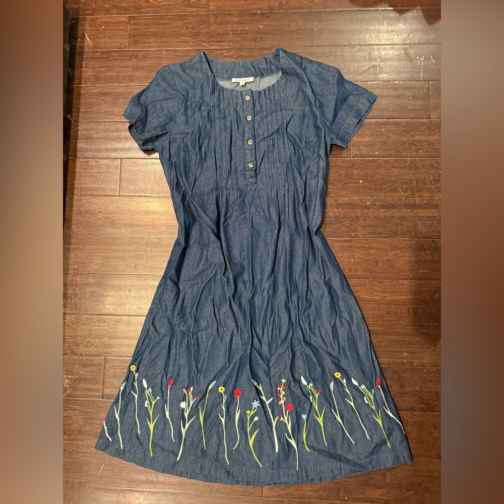 Serengeti Blue Floral Embroidered Midi Dress